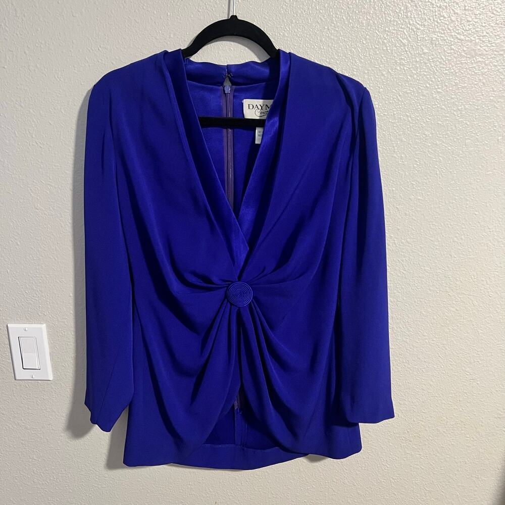 Vintage 80's Daymor Couture Deep Purple Twist Front Blouse Size 12 - Picture 4 of 4
